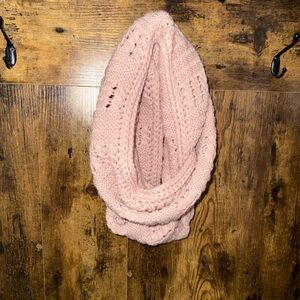 Soft Pink Knit Infinity Scarf